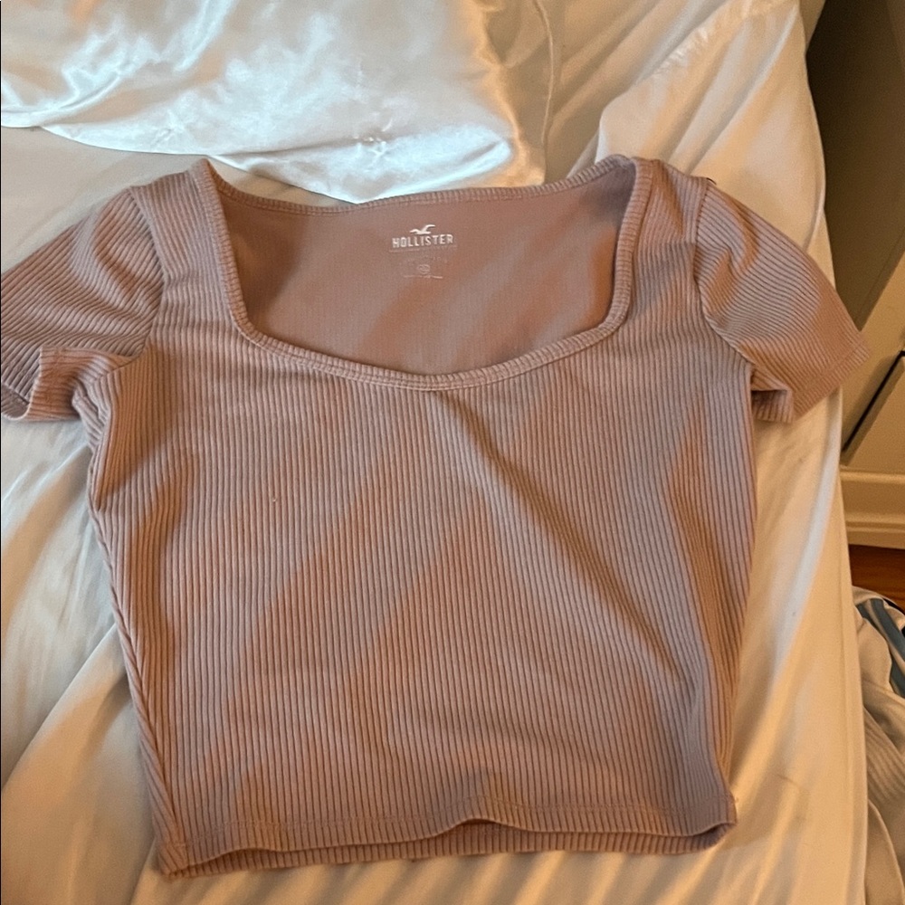 Hollister Women's Short Sleeve Ribbed Tee - Soft Lavender